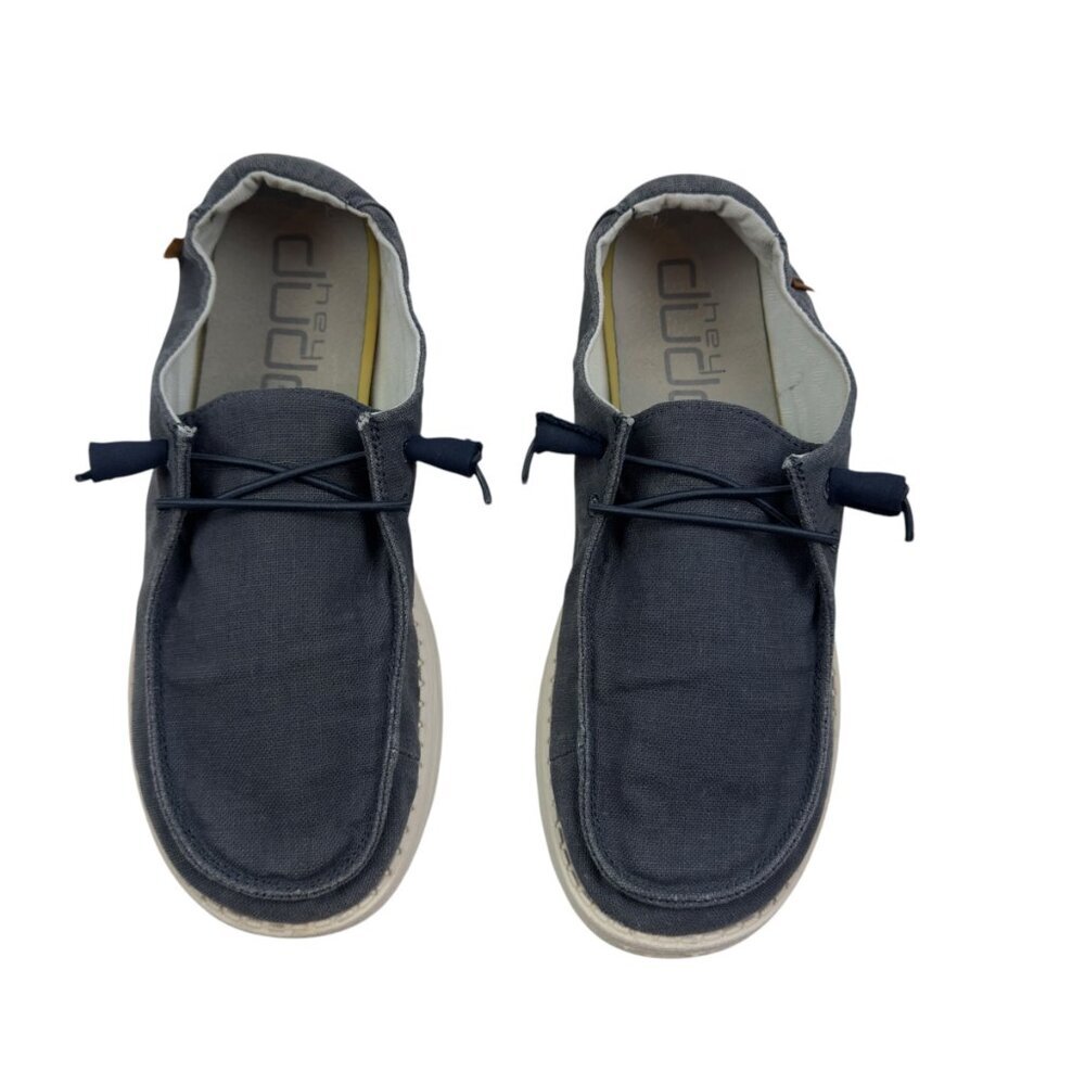 Hey Dude Wendy Chambray Navy White Lightweight Slip-On Shoes Women's Size 10
